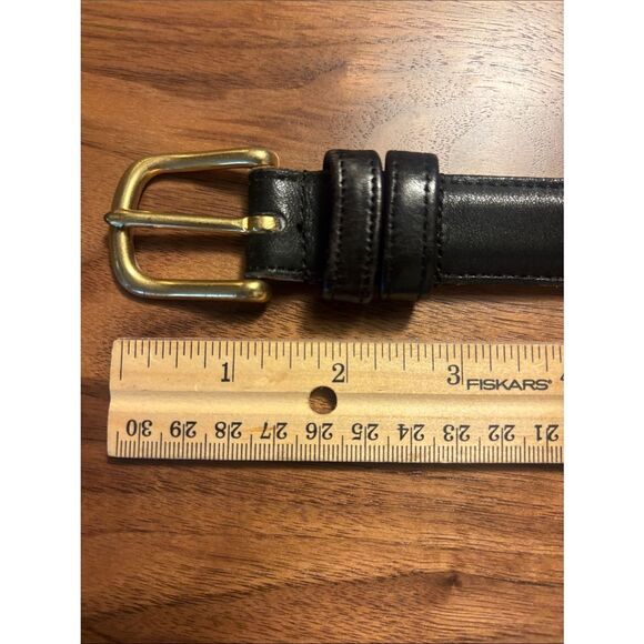 Coach Black Leather Belt with Brass Buckle - 36